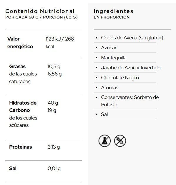Barrita de Avena Energética · Oatcake Bar - Cookies Chocolate