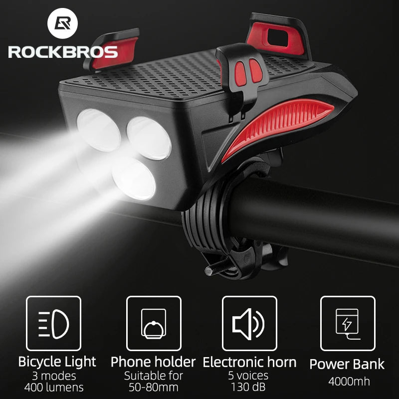Luz Delantera para manillar de bicicleta 4 en 1 Rockbros