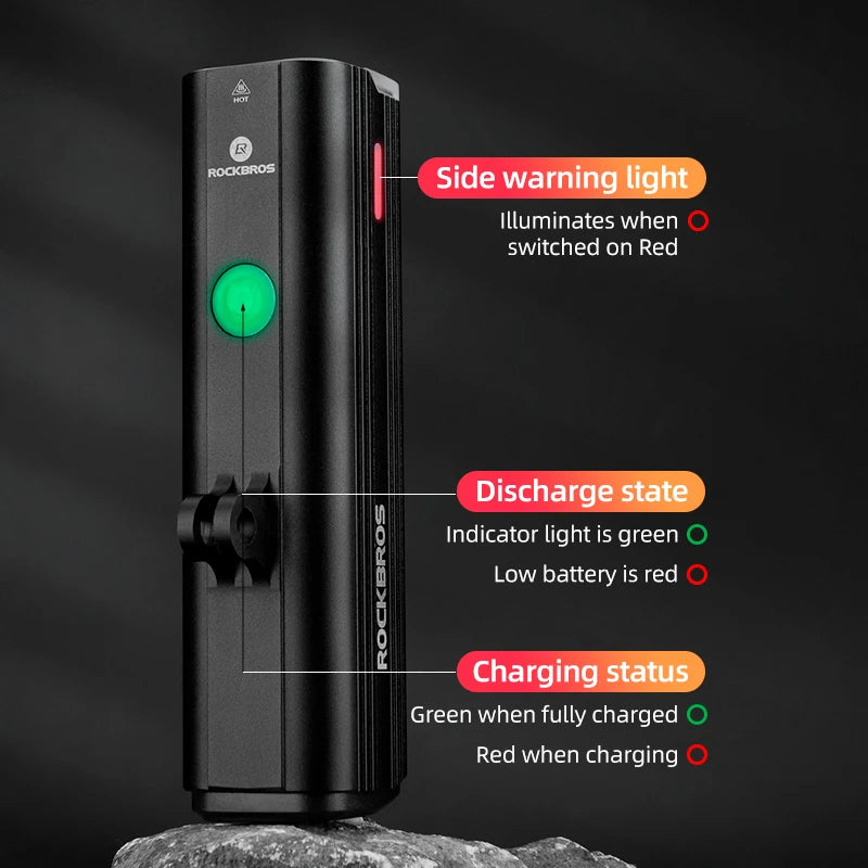 Luz Delantera para Bicicleta, recargable vía USB, para ciclismo de montaña Rockbros