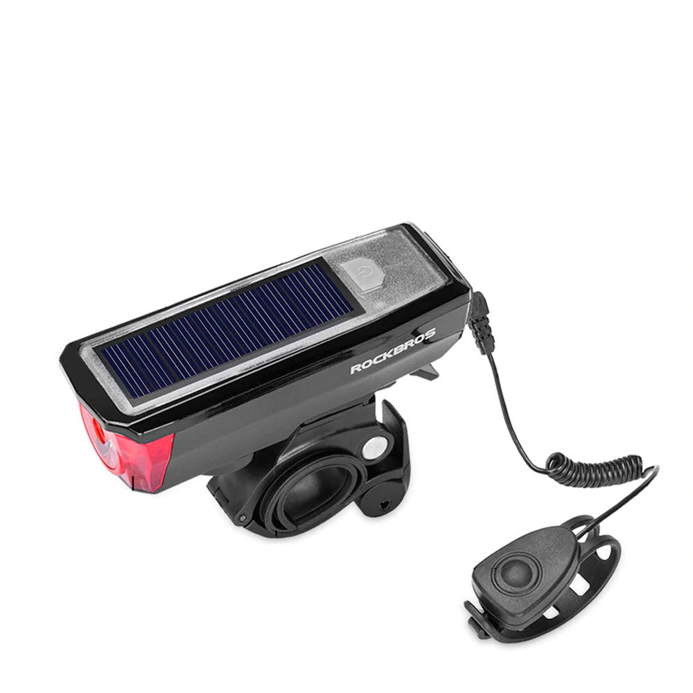 Luz delantera para bicicleta con timbre y recarga solar HJ-052W Rockbros