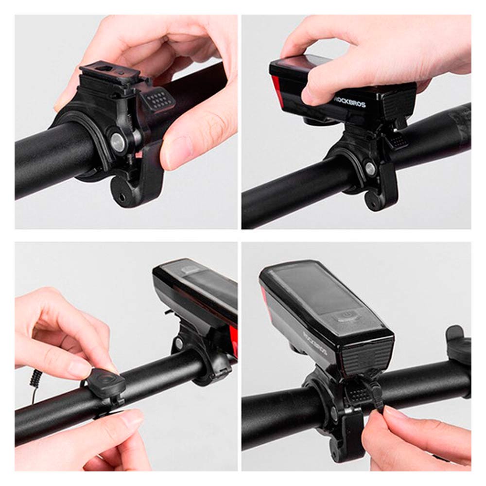 Luz delantera para bicicleta con timbre y recarga solar HJ-052W Rockbros