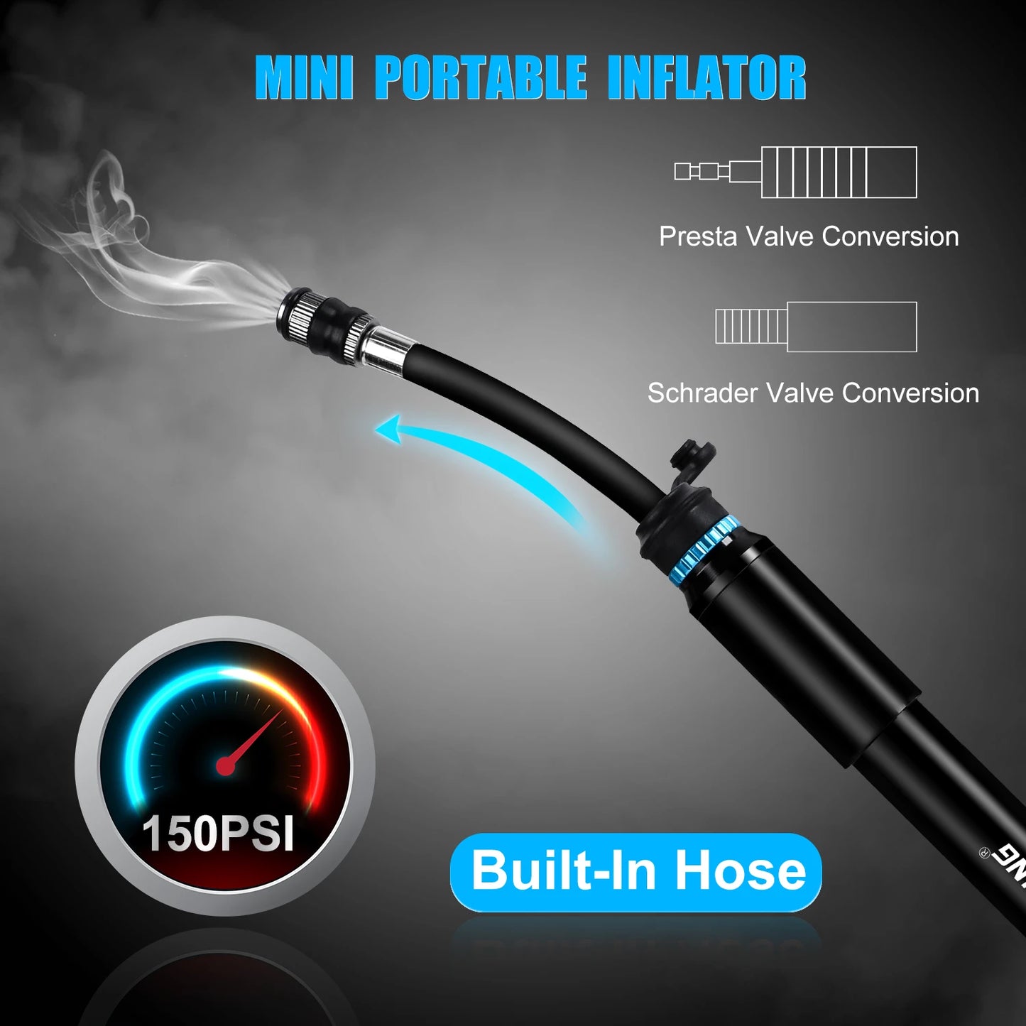 Mini Bomba portátil para Bicicleta 150psi West Biking