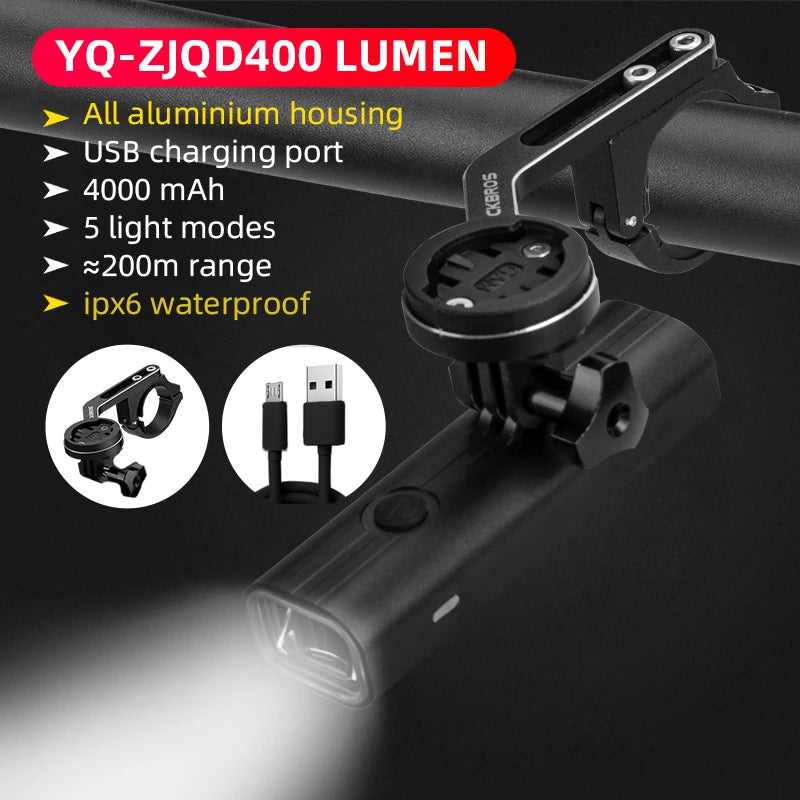 Luz Delantera para Bicicleta, recargable vía USB, para ciclismo de montaña Rockbros
